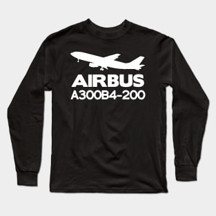 Airbus A300B4-200 Silhouette Print (White) Long Sleeve T-Shirt